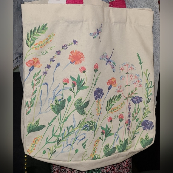 NWT ~ Shabby Chic | Large Canvas Garden Tote - Picture 2 of 2